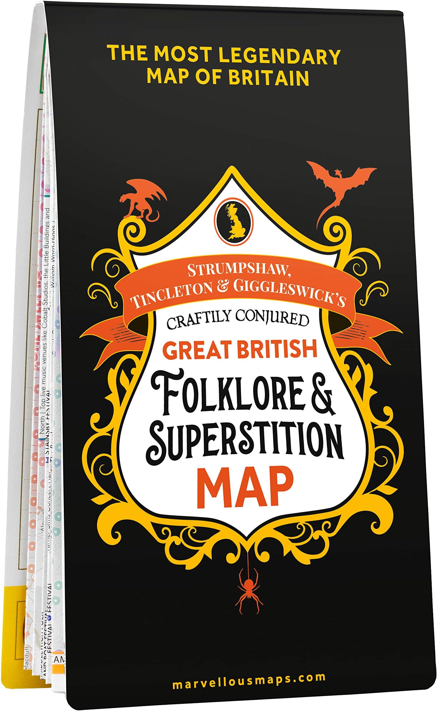 ST&G's LEGENDARY British Folklore & Superstition Map - 39.4 x 35 inches, Premium Glossy Finish, FSC-certified Professional Mapping Paper