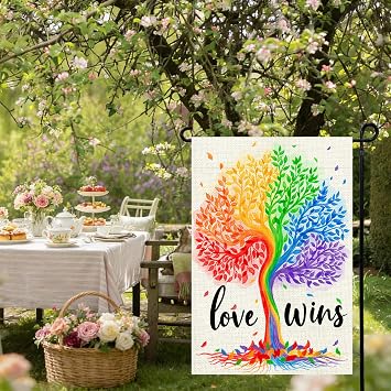 Pride Garden Flag 12x18 Inch with Rainbow Tree