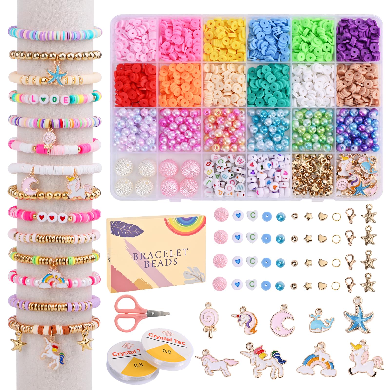 Satmarhz Unicorn Bracelet Making Kit for Girls, Jewellery Making Kit for Kids DIY Bead Set Making, Toys for Girls Age 6-12 Years Old Multicolor