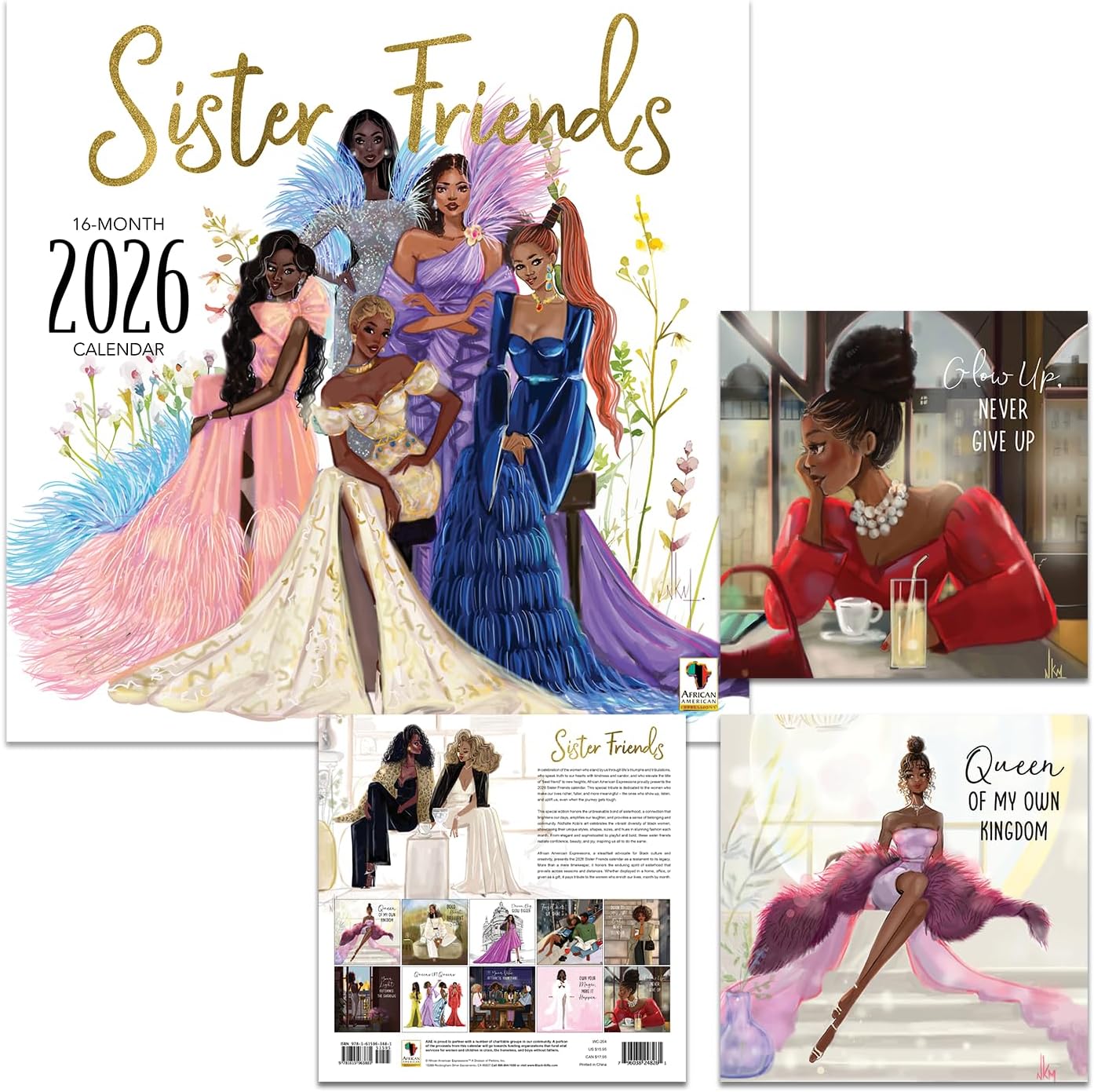 African American Expressions 2026 Wall Calendars - Monthly Calendars Celebrating Black Culture & History - 12x12 Hanging Calendar - 16 Months (Sister Friends) - Image 3