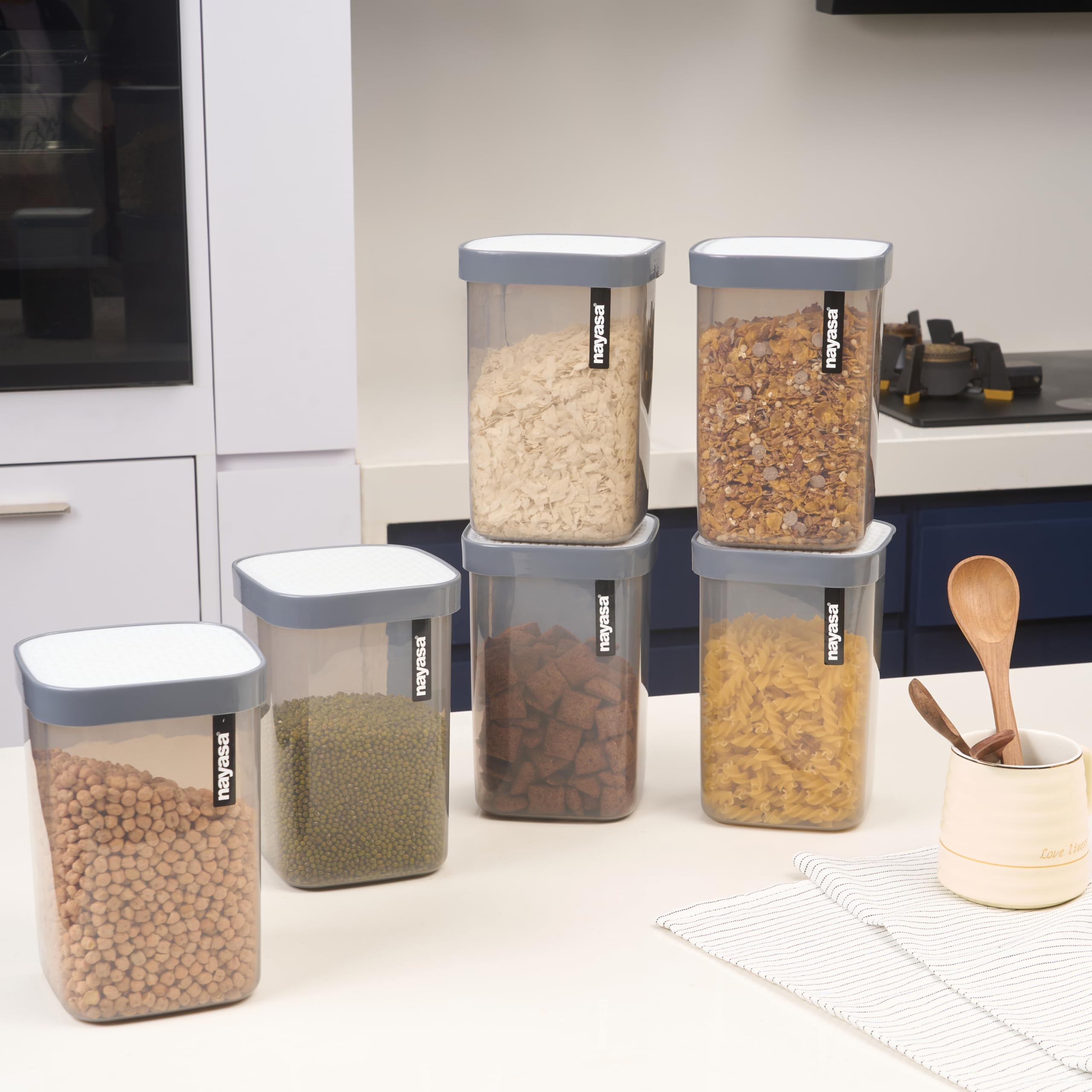 Nayasa Plastic Containers - 6 Piece Grey -1