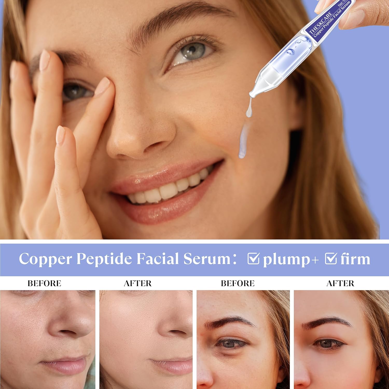Copper Peptide Serum Ampoule for Face with Niacinamide & Hyaluronic Acid to Hydrate Skin, Reduce Wrinkles and Plump Skin,30 Ampoules - Image 3