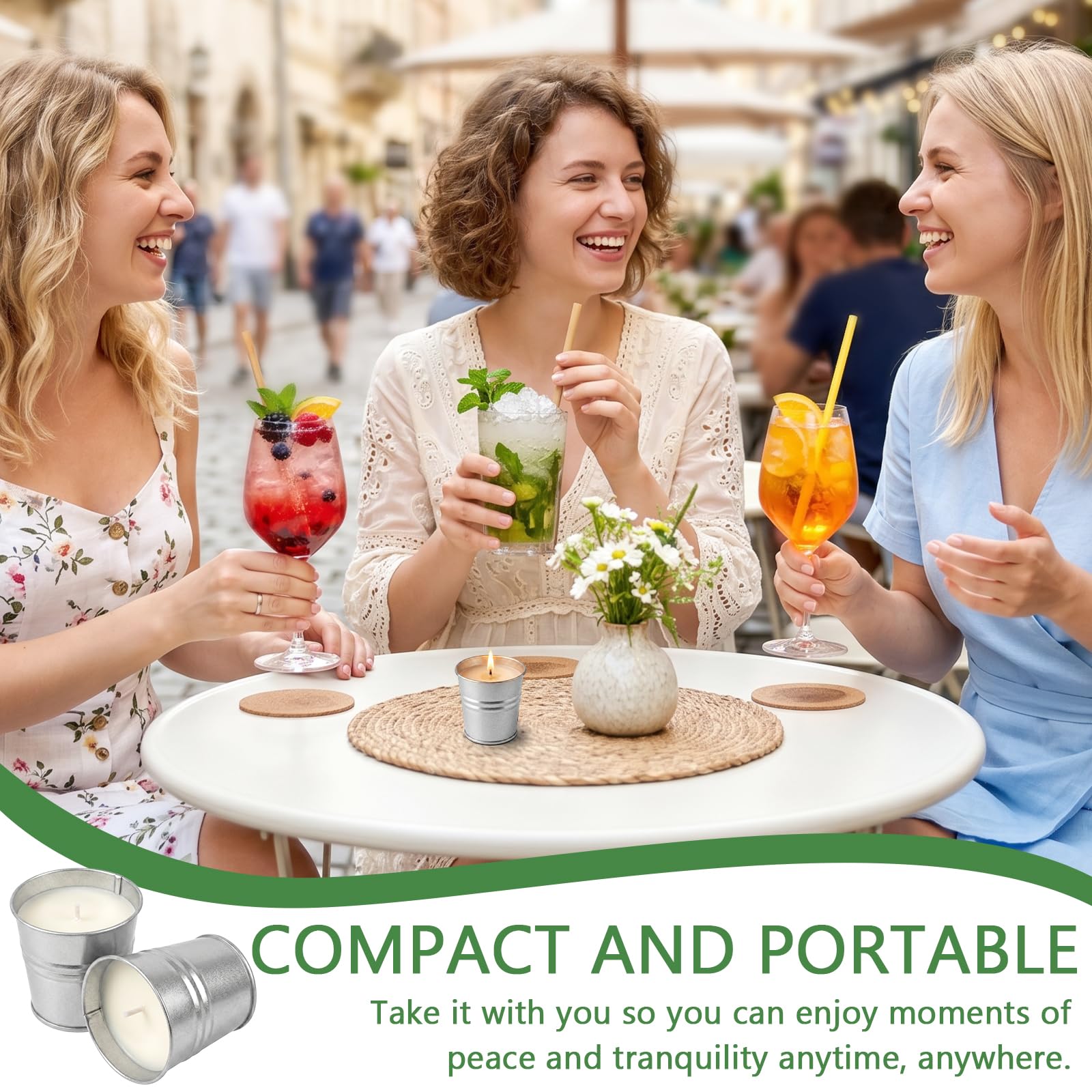 Citronella Candle Outdoor 12 Velas Citronela Antimosquitos, Cera De Soja Exterior Larga Duración 20 Horas Sin Humo Sin Goteo, Metal Caja Regalo Antimosquitos Exterior 240 Horas (12 PCS)