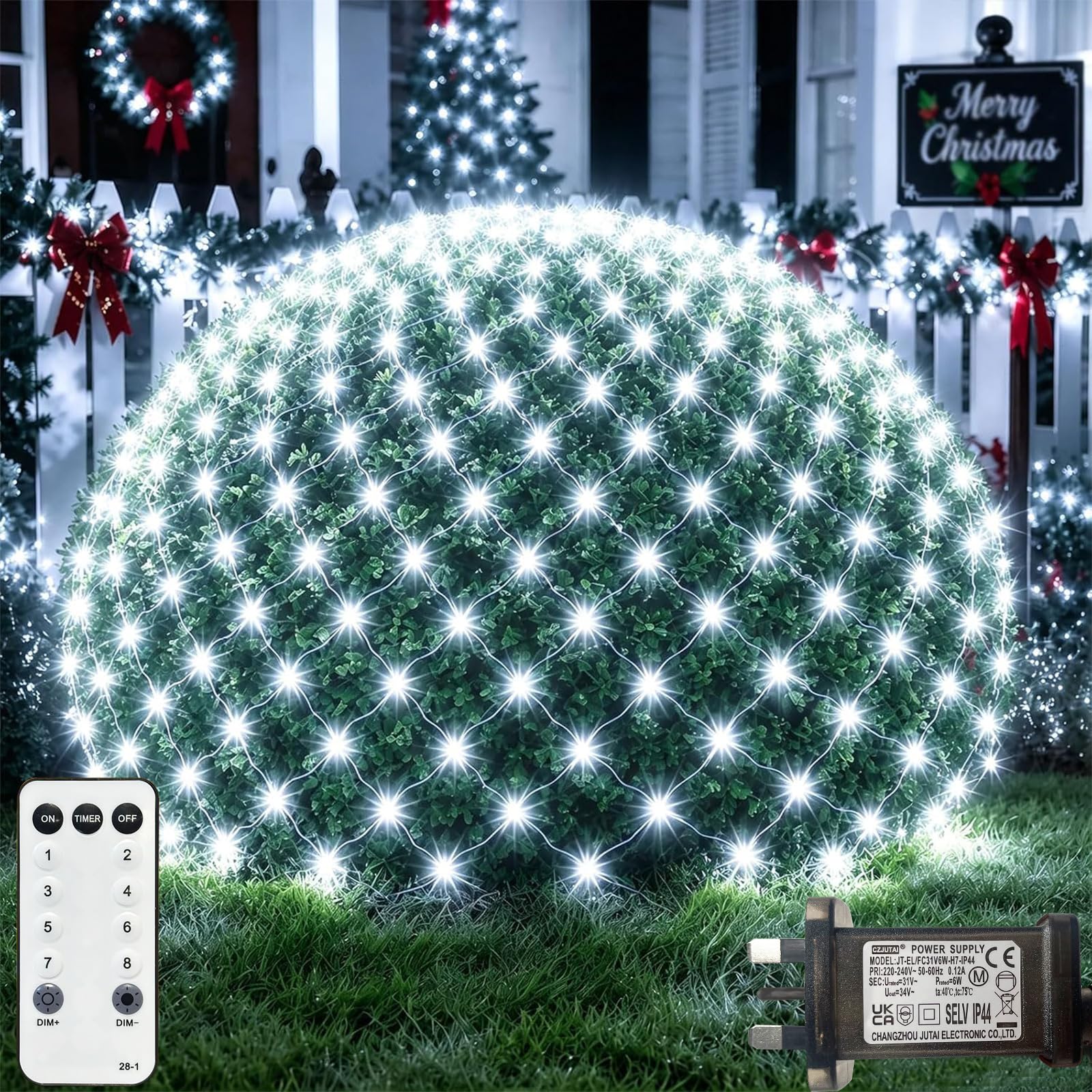 Net Lights Outdoor Indoor, 6.3M*1.5M 360LED Christmas Lights Cool White