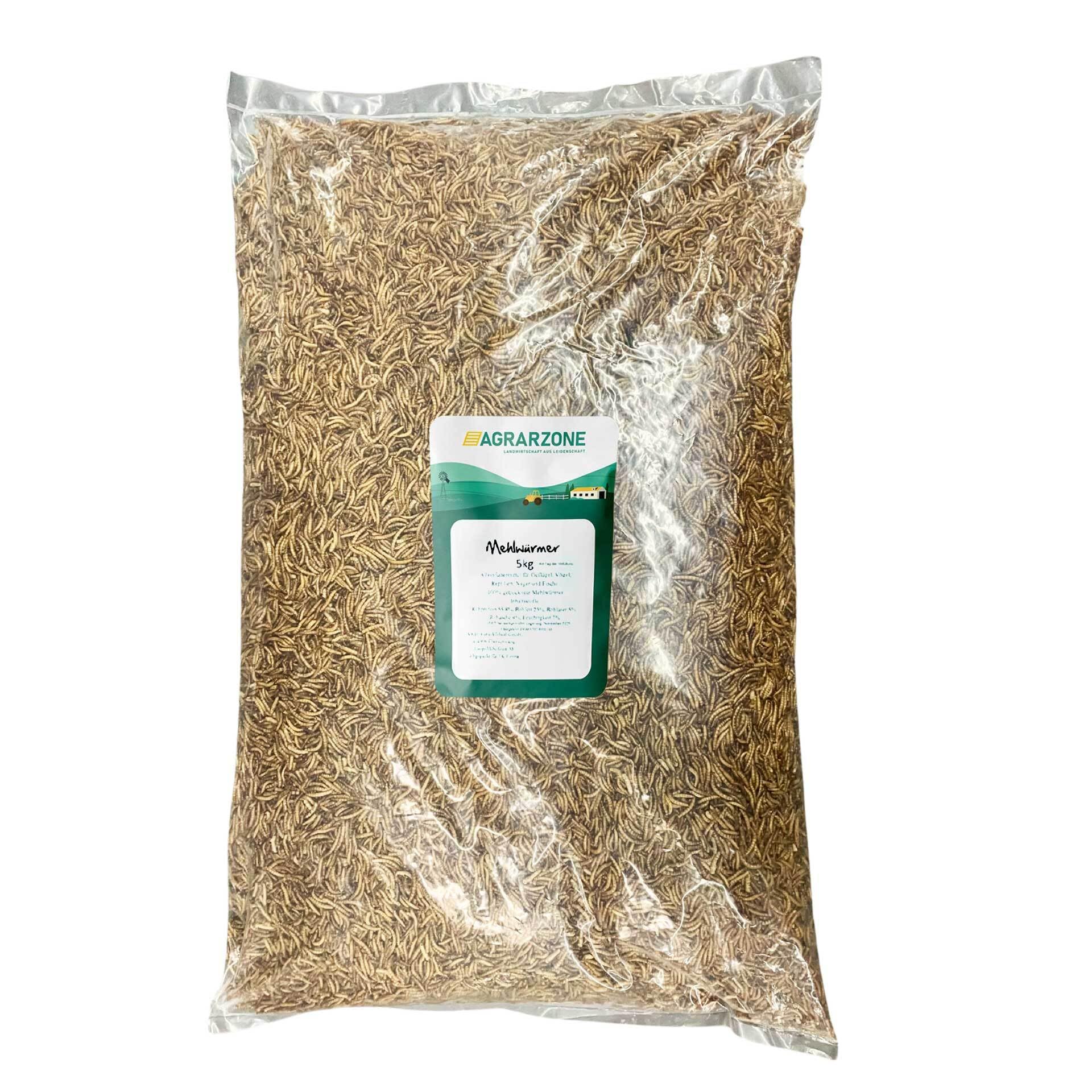 Agrarzone vers de Farine séchés 10 kg - 65 litres Snack Premium à Base d'insectes pour Oiseaux, Poissons, rongeurs, hérissons et Reptiles - Nourriture Riche en protéines pour Oiseaux