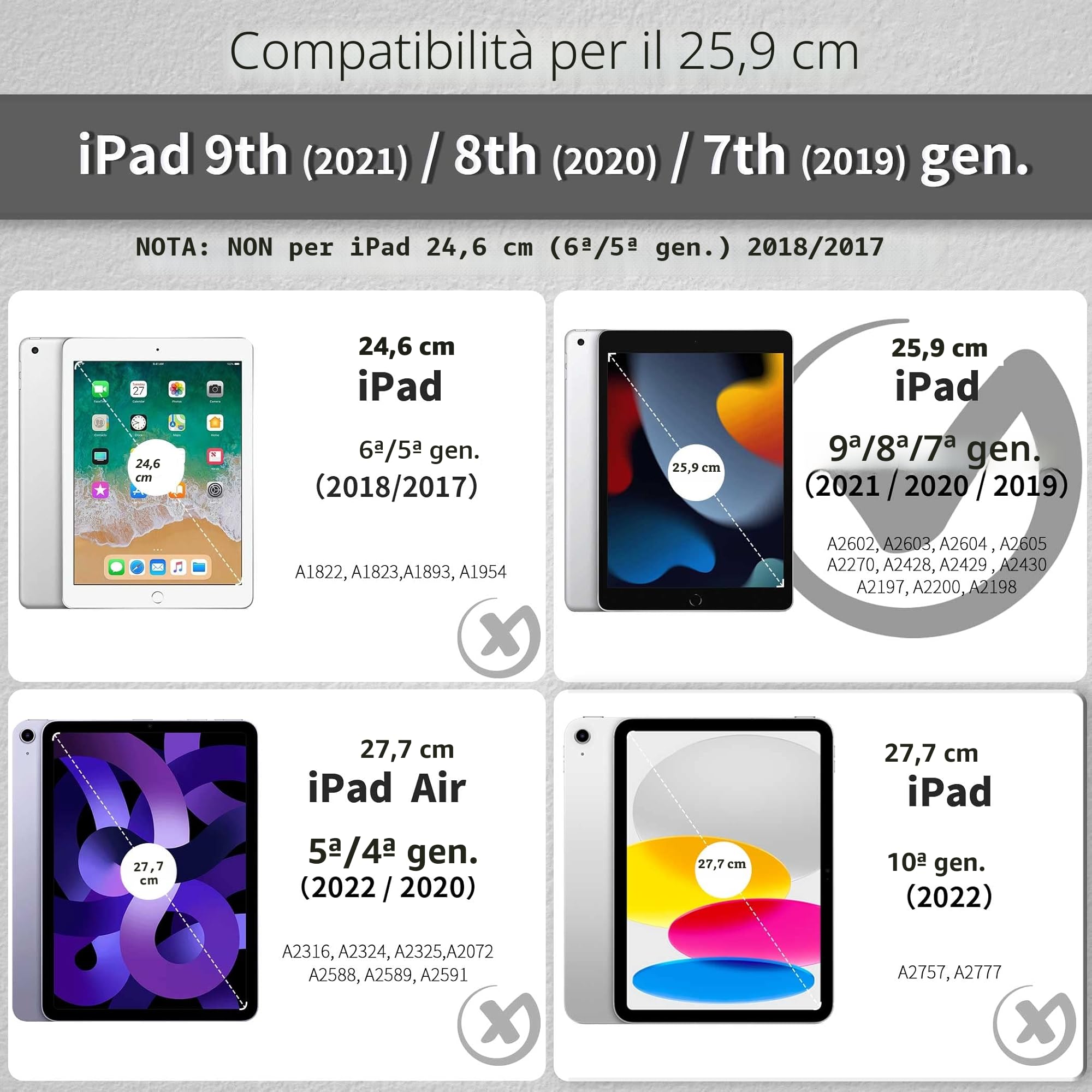 EasyAcc Cover iPad 9 Generazione con Tastiera Compatibile con iPad 10.2 Pollici 8a/7a Generazione con Pellicola Protettiva, [Italiano], Custodia Protettiva per Tastiera Rimovibile con Portapenne, Nero