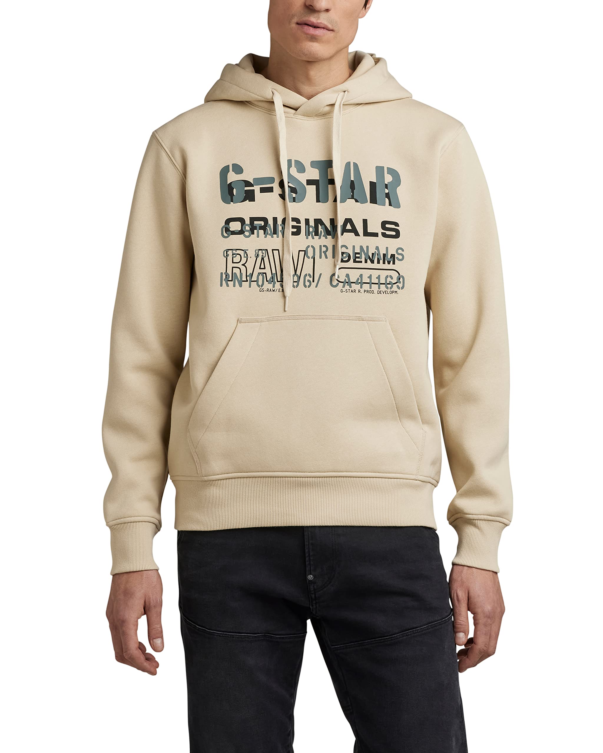 G-Star Men's Multi Layer Originals Hooded Sweater, Beige (brown rice D22232-A971-D309), XS
