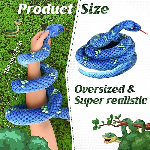 Miniatura 7 de Peluche de serpiente, animal de serpiente de peluche, serpientes de juguete grandes de 80 pulgadas para niños, serpiente de peluche gigante,