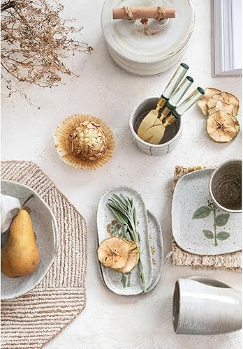 Miniatura 2 de Bloomingville Utensilios de queso de acero inoxidable de 7 pulgadas con asas de resina y bolsa de cordón impresa, acabado de latón y verde