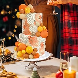 32 PCS Colorful Ball Shaped Cake Topper Pearl Balls Cupcake Cake Insert Topper for Birthday Party Wedding Decoration Supplies (Orange Yellow Apricot Caramel)