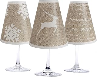 WS238 Holiday Burlap Paper White Wine Glass Shade (Pack of 6)