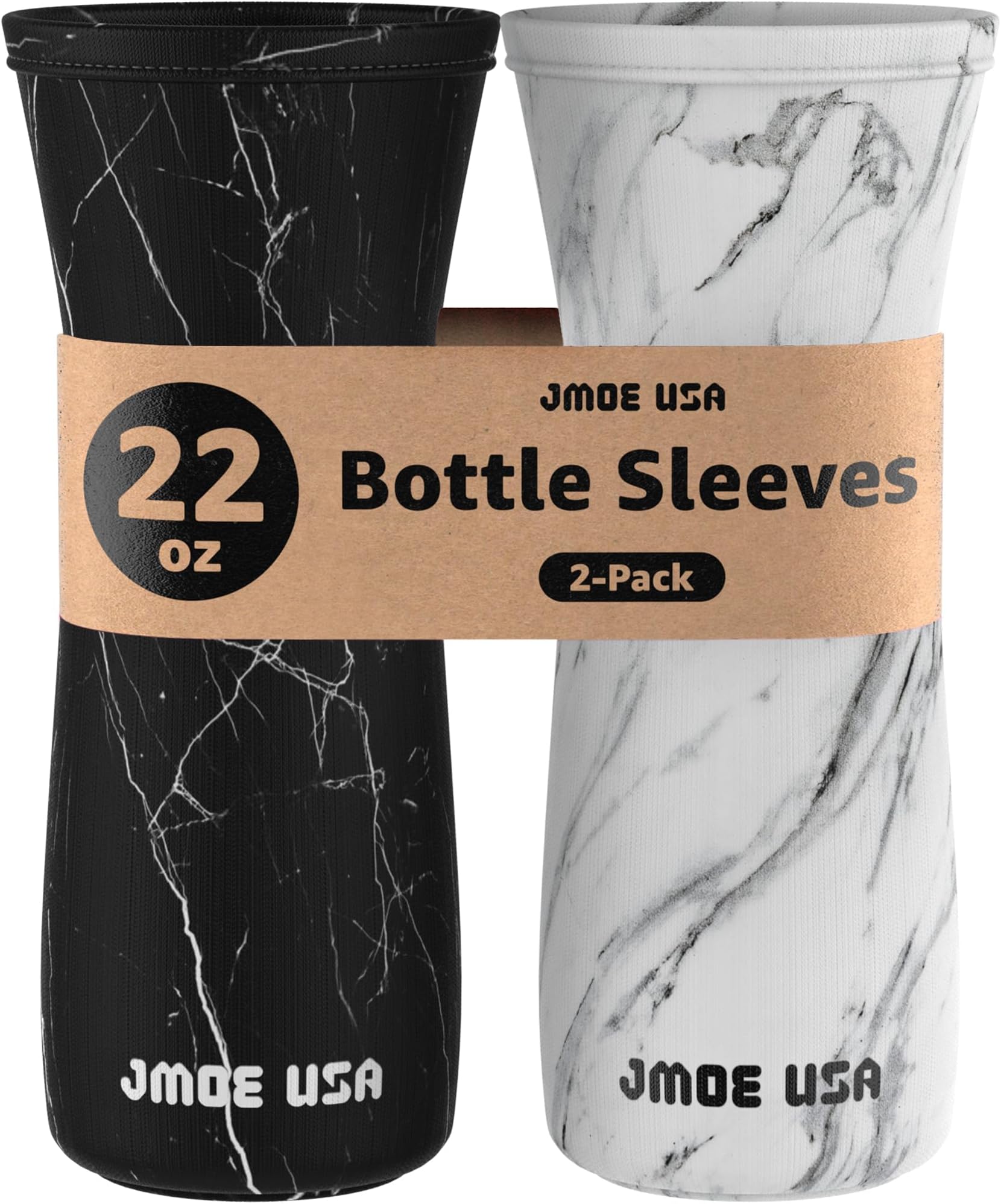 Jmoe USA 22oz Sleeve for Cirkul Water Bottle | Fits 22 oz Plastic and Stainless Steel Bottles | Neoprene Sweat Absorbing Material | Fitted Design | 2-Pack | Insulated Cover (Marble)