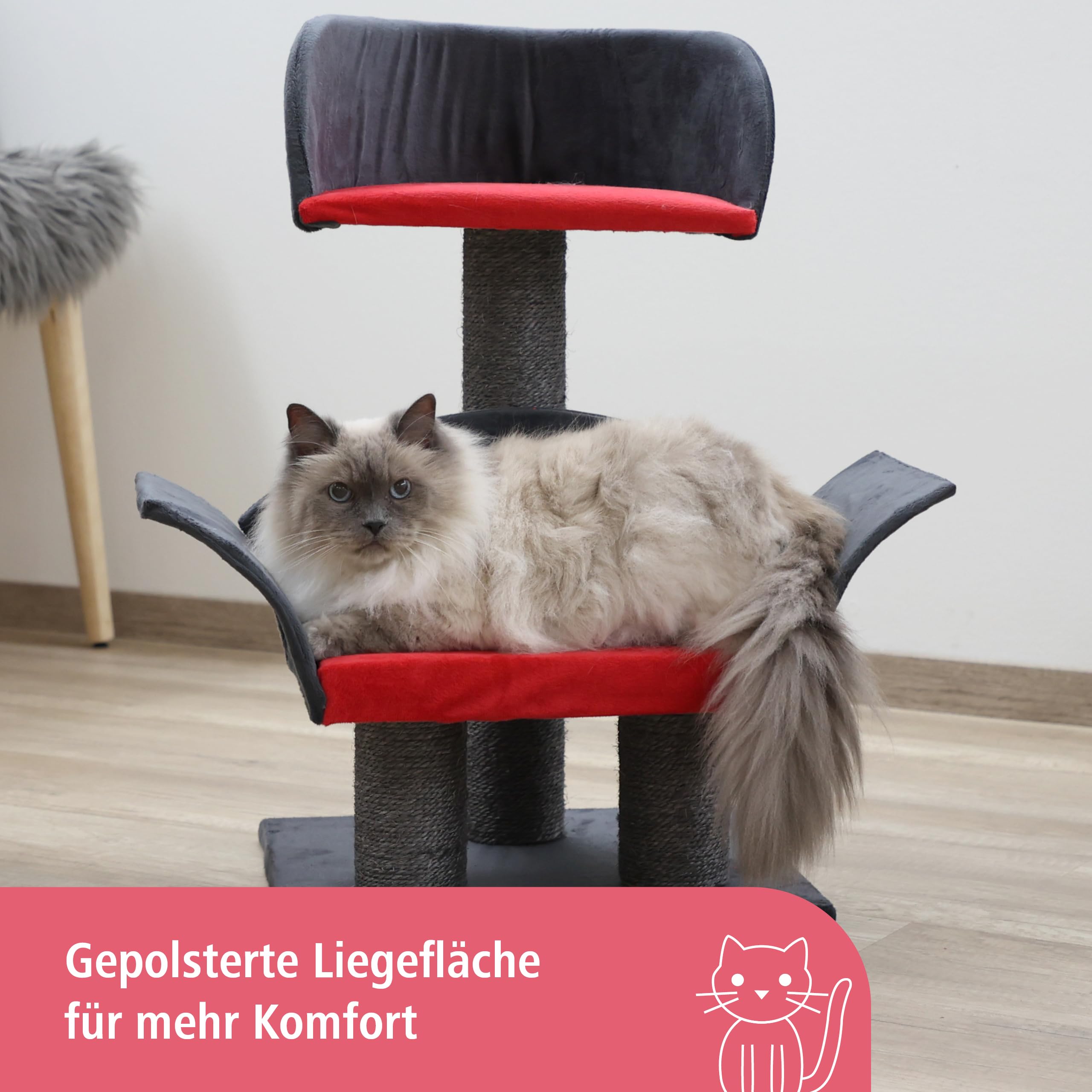 Kerbl Pet Kratzbaum Lounge Deluxe grau/rot, Höhe: 70cm