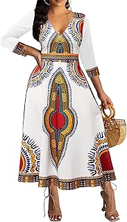 African Long Dresses for Women Elegant Church Dresses Print Maxi Dress High Waist Cocktail Bohemian Vintage Party Outfits - Buy now