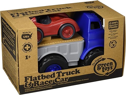 Miniatura 3 de Green Toys Coche de cama plana y carrera, CB - Juego de simulación, habilidades motoras, vehículos de juguete para niños. Sin BPA, ftalatos, PVC.