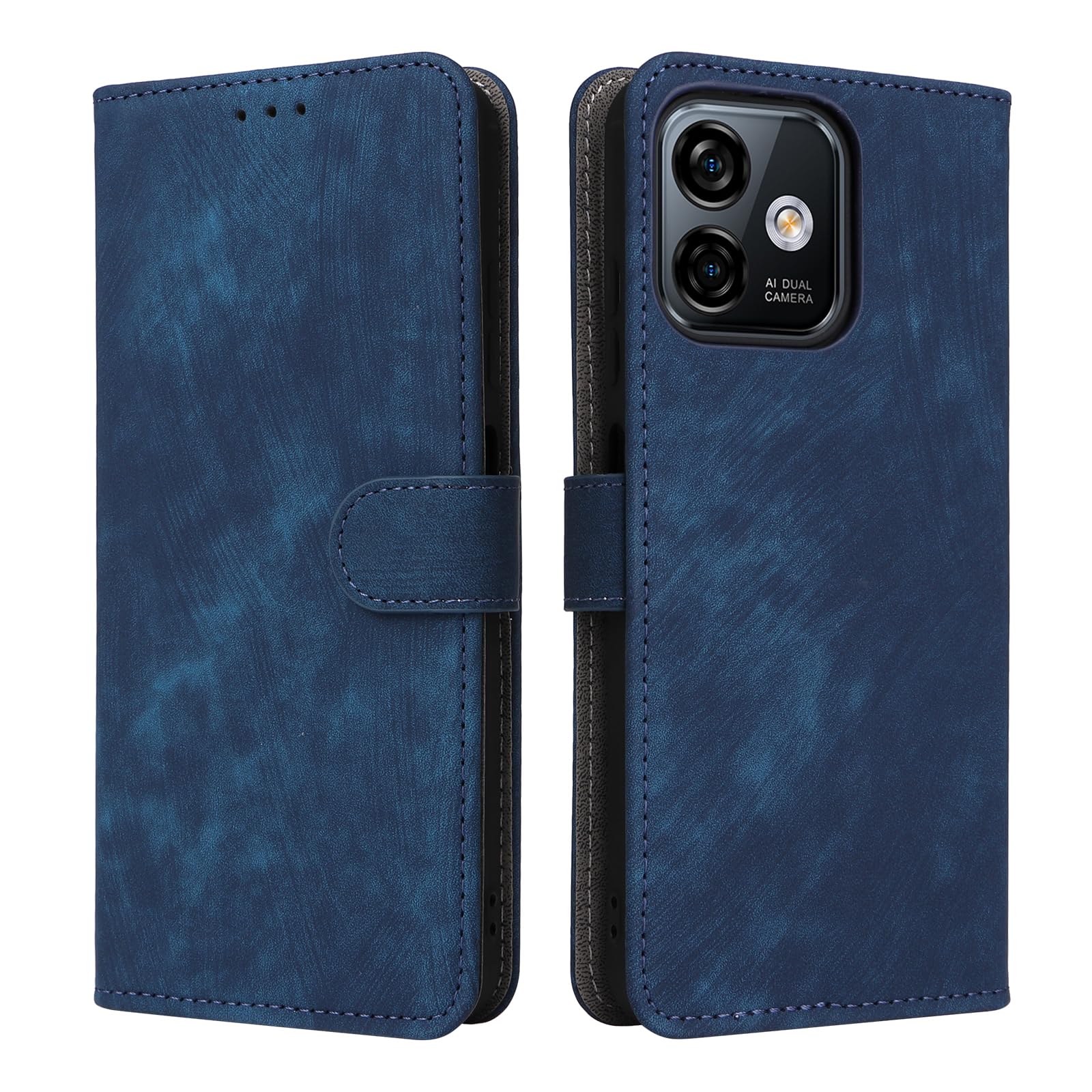 Unichthy Case for Ulefone Note 16 Pro Cover Shockproof Leather Wallet Case with [RFID Blocking] Credit Card Holder Stand Book TPU Flip Case Folio Phone Cover for Ulefone Note 16 Pro Navy Blue