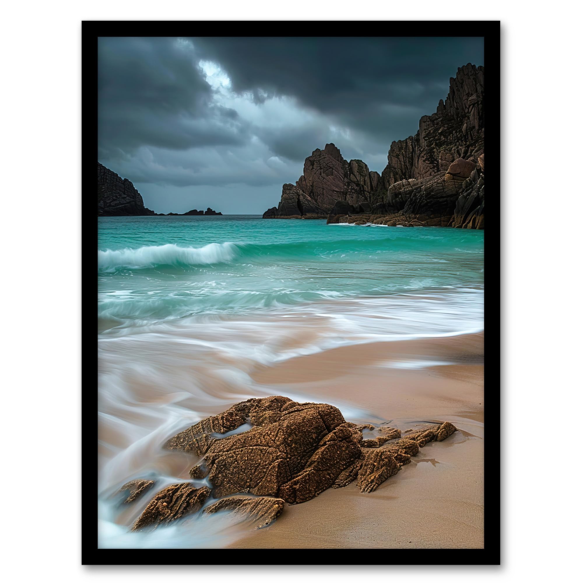 Artery8 Porthcurno Beach Cliffs Dramatic Landscape Wall Art PrintA4 Size from B&Q