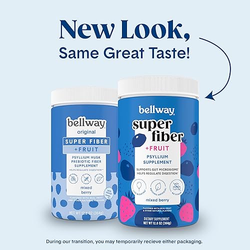 Miniatura 2 de Bellway Polvo súper fibra + fruta (paquete de 5), suplemento de fibra en polvo de cáscara de psyllium orgánica sin azúcar para regularidad, alivio