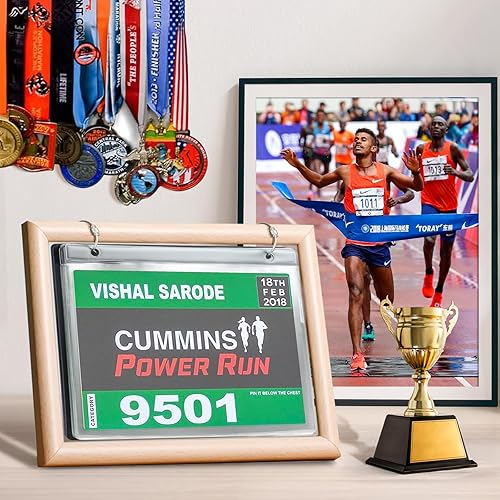 Miniatura 7 de Portabebero de carrera, fundas para números de babero, protectores de hojas de vinilo, soporte para exhibición de baberos de carrera de corredor y