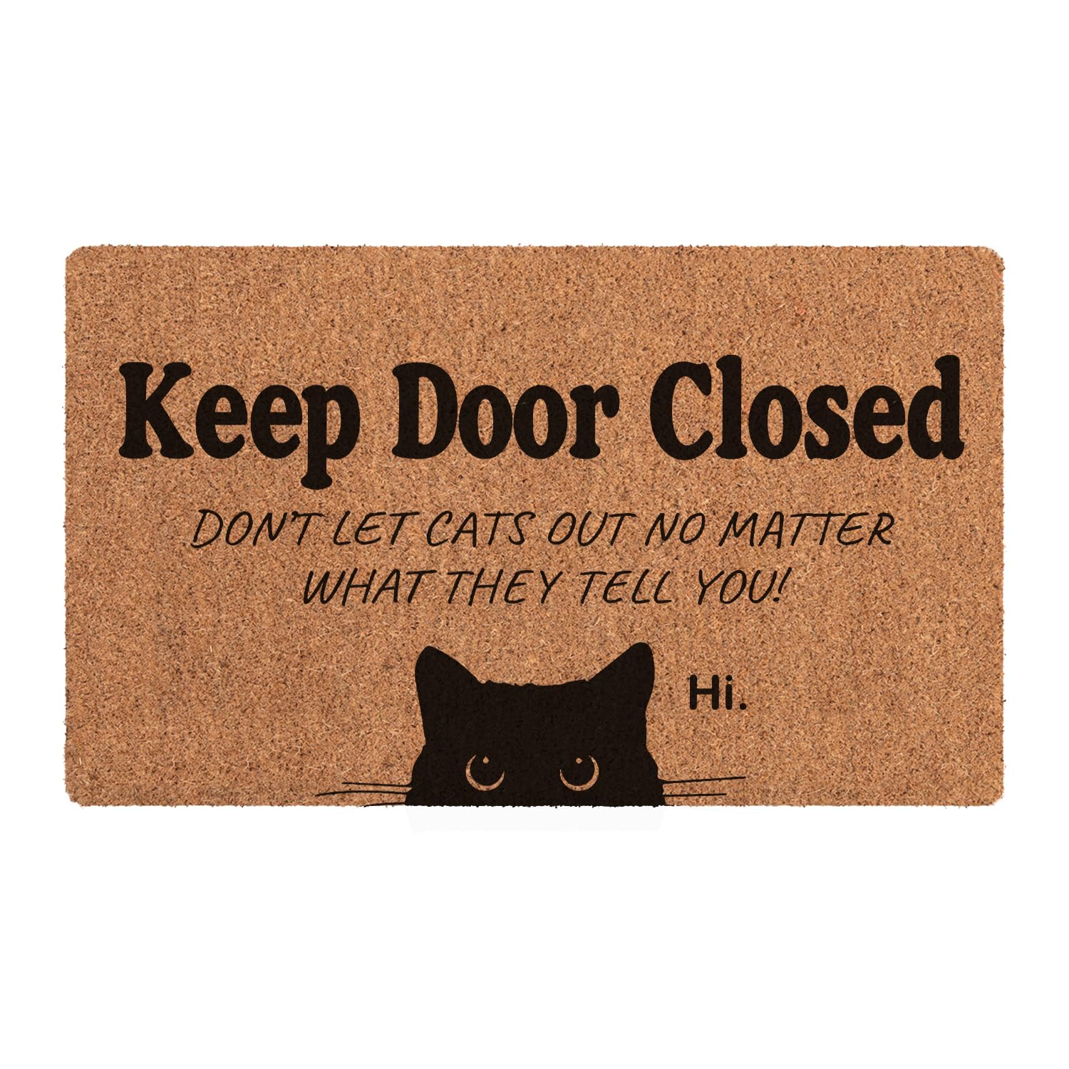 Bnwepo Funny Black Cat Welcome Mats for Front Door, Cat Door Mat Outside Entrance Indoor Outdoor Entryway, Black Kitten Doormat, 17x30 Inch