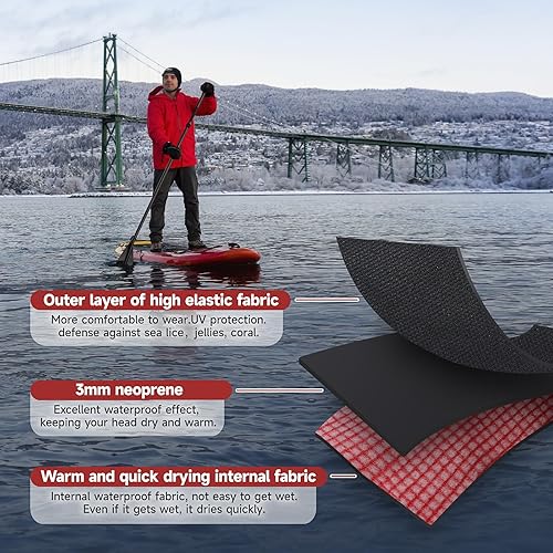 Miniatura 3 de Tontron Gorra de neopreno para deportes acuáticos de 0.118 in para kayak, rafting, surf, SUP, buceo y natación