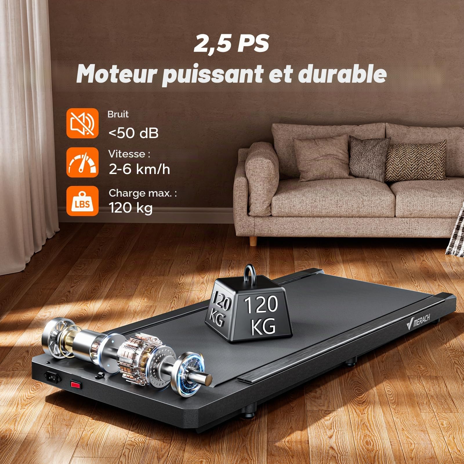 MERACH Tapis de course 3 en 1 avec télécommande