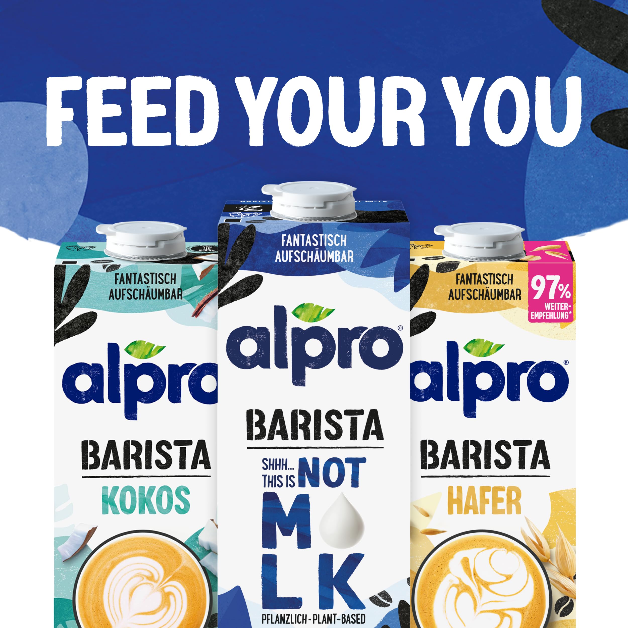 Alpro This is Not Milk Barista - Pour faire mousser - Végétalien et sans produits laitiers - Naturellement sans lactose - Riche en fibres, calcium et vitamines - 8 x 1 L - Durable