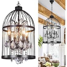 Industrial Birdcage Pendant Lighting Vintage Cage Crystal Chandelier
