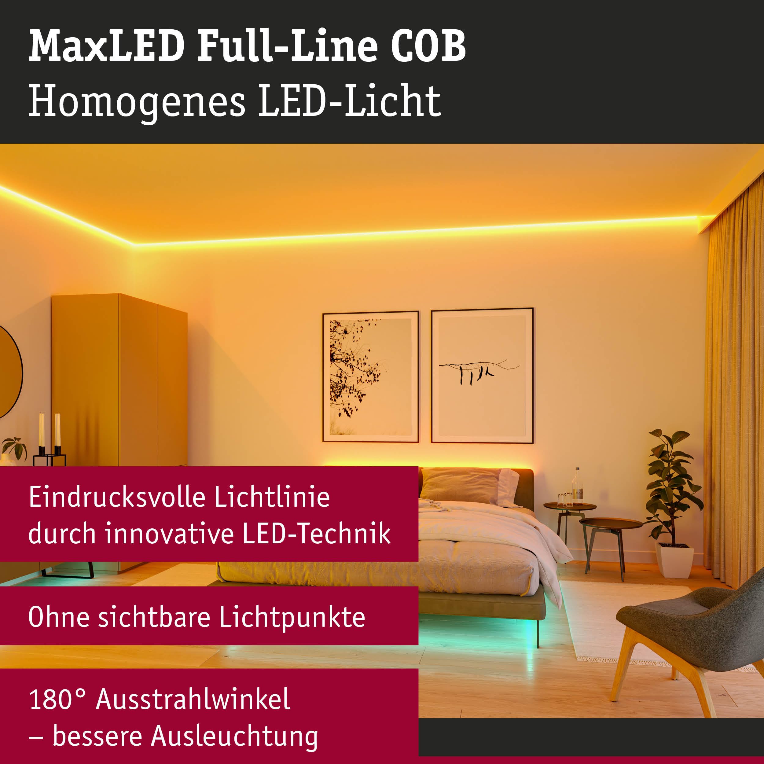 Paulmann 71201 MaxLED 1000 LED Strip Full-Line COB Basisset 3m 27W 1038lm/m 896 LEDs/m RGBW 60VA