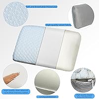 Vista 4 de Travel and Camping Pillow- Compressible Medium Firm Memory Foam Pillow with Carry Bag for Backpacking & Airplane, Lumbar Support. Breathable Cooling