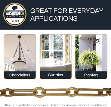 RCH Hardware CH-21-MS Brass Chandelier Chain, Matte Silver (1 Foot)