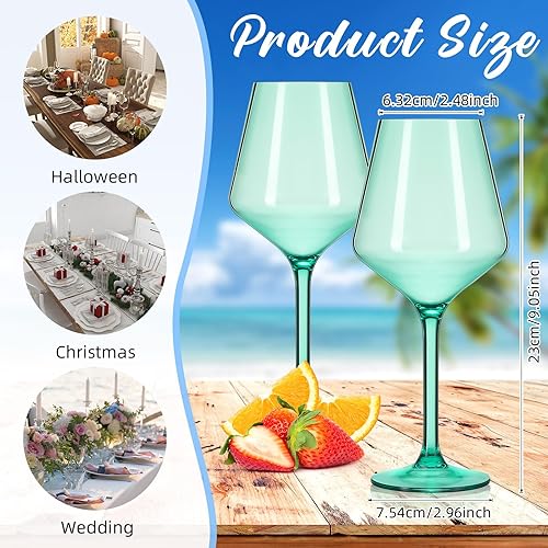 Miniatura 2 de Gandeer 6 copas de vino con tallo de 15 onzas, vasos acrílicos de cristal, reutilizables, irrompibles, elegantes copas de vino, regalos para mujeres