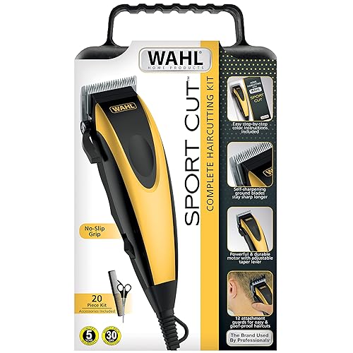 Wahl 20 piezas Combo Sport Cut Antideslizante Auto Afilado Completo Clippers Kit de Corte de Pelo #9423
