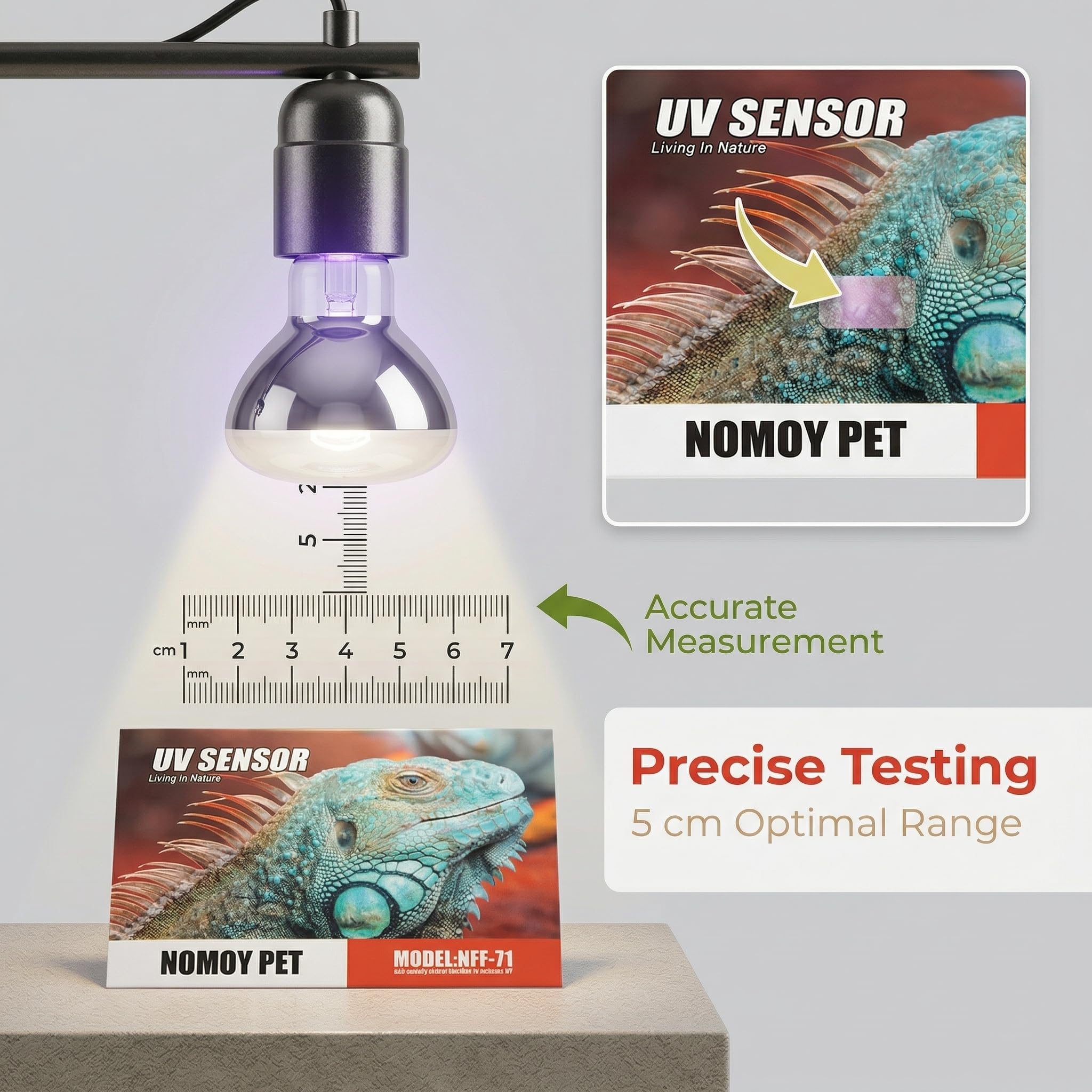Karta testowa UV, szybki test Czujnik UVB Wysokiej jakości materiał wielokrotnego użytku do testów UV gadów