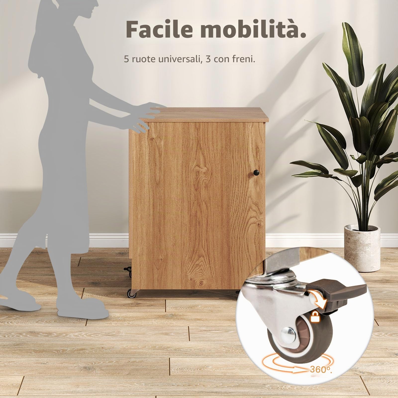 LIFEZEAL Tavolo da cucito pieghevole con stazione di ricarica, mobile per macchina da cucire con ripiano e cassetti, armadio da cucito multifunzione con ruote per casa e ufficio (naturale)