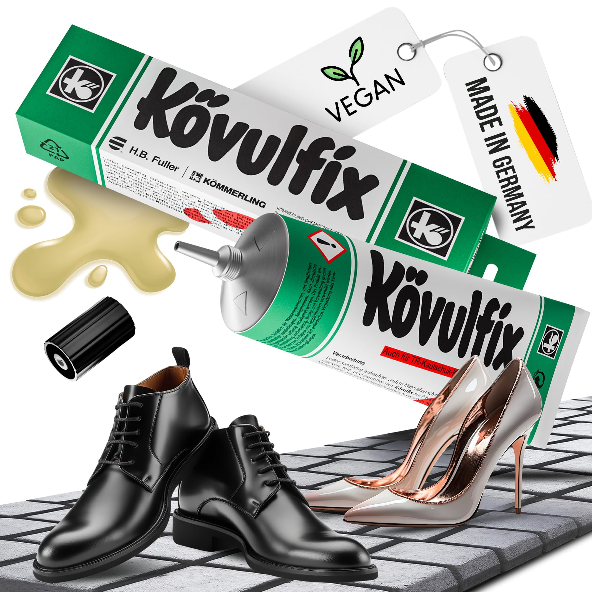 Langlauf Schuhbedarf Kövulfix Schuhkleber 120g – Kontaktkleber extra stark & wasserfest – Lederkleber für Sohlen, Gummi, Textil, Kork – Made in Germany – Profi-Kleber zur Schuhreparatur