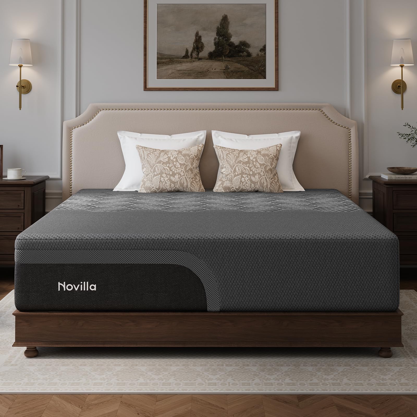 Novilla AiryFlow Graphene Queen Mattress 14 Inch, Cooling Memory Foam | Medium Firm Mattress, Thermal Balance Cover, 3-Zone Lumbar Support, Pressure Relief & Motion Isolation, CertiPUR-US Certified