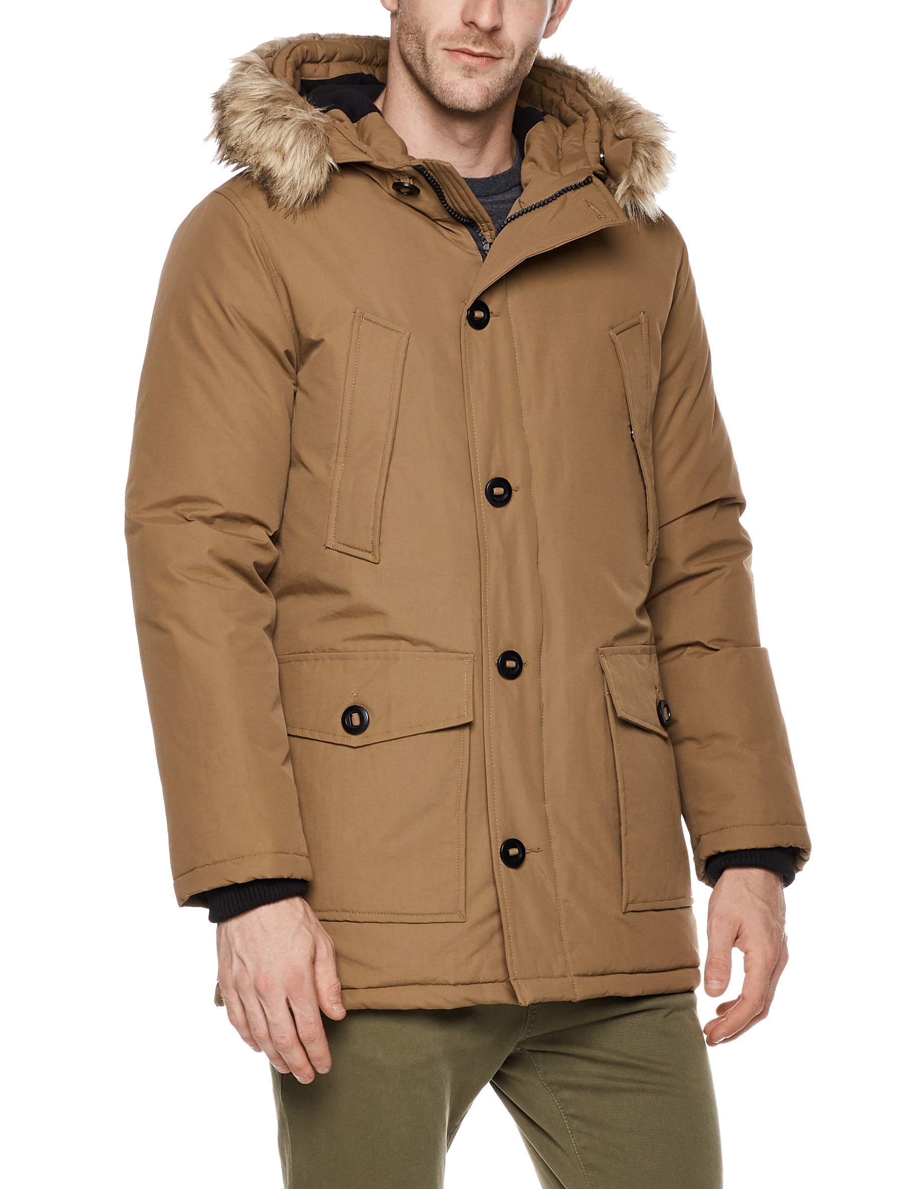 ROYAL MATRIX Men's Down Filled Hooded Parka Jacket with Removable Faux Fur