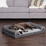 Furhaven Grand lit de chien orthopédique Luxe Faux Fur & Linge de maison de performance Sofa-Style avec/Couvercle lavable amovible - Charbon, gros
