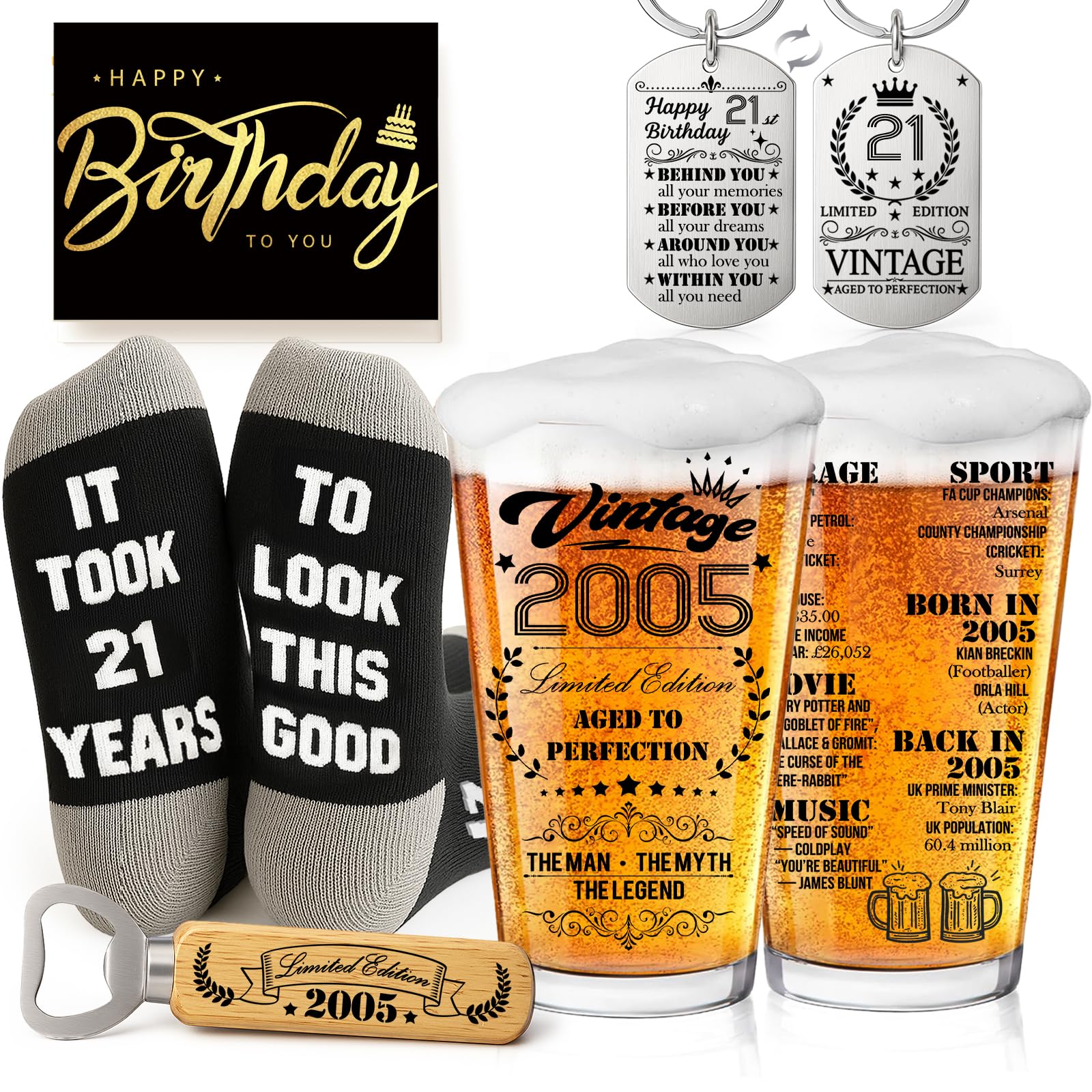 Joybble Birthday Gifts for Men, 1946 Birthday Decorations Beer Glass in Vintage Box, Valentine's Day Gift Beer Glasses Gift Ideas, Presents for Men, Personalised Beer Glass Sets (2005)