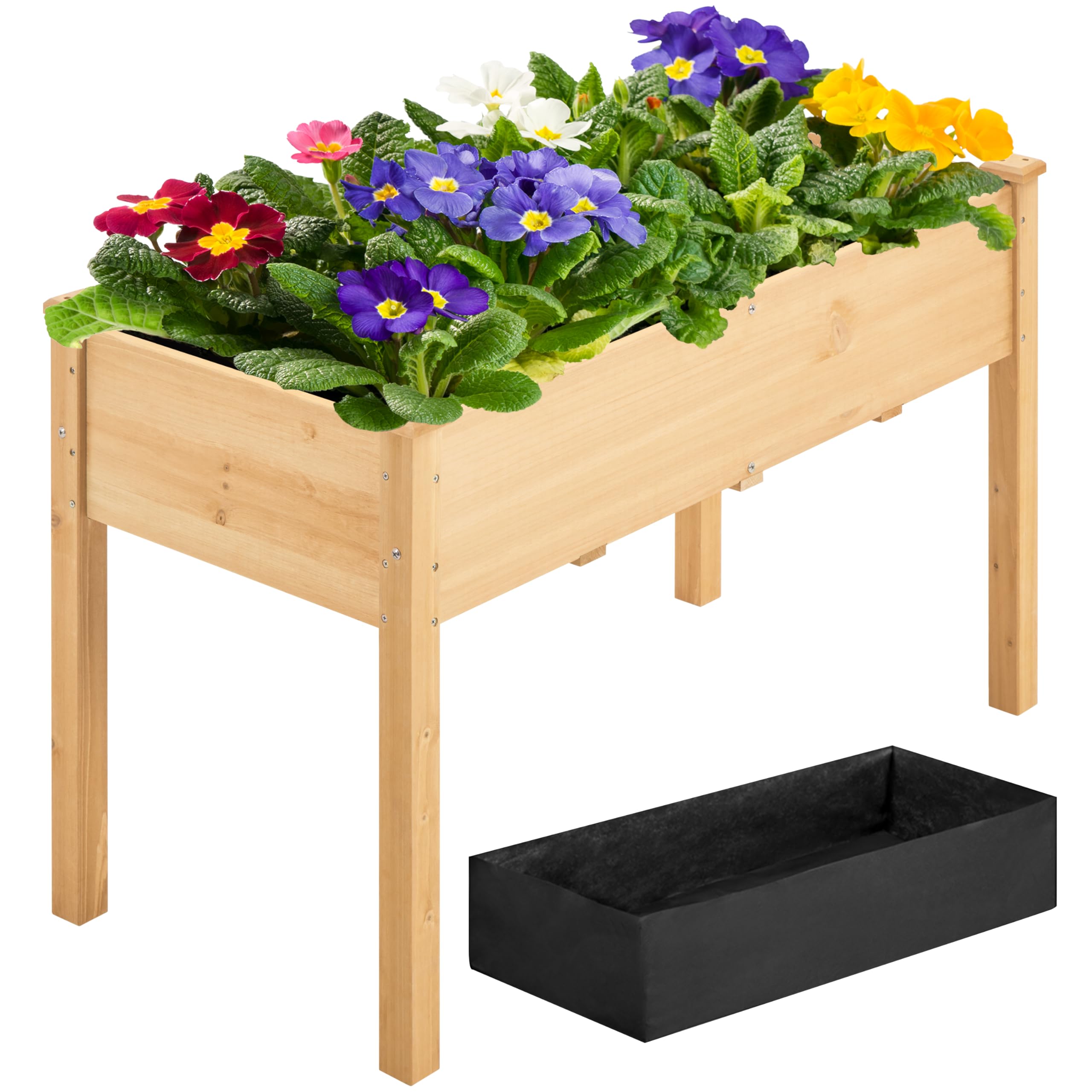 Yaheetech Fioriera/Aiuola Rialzata per Verdure Frutta Erbe Piante, Lettino Orto Rialzato in Legno da Giardino Esterno Balcone 120,5 x 59 x 76 cm