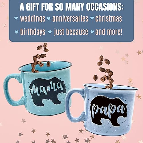 Vista 53 de Mama Bear & Papa Bear 15 oz Coffee Mug Set - Cute Coffee Cup Gift Set for Men and Women - Unique Fun Gifts for Couples, Parents, Grandparents for