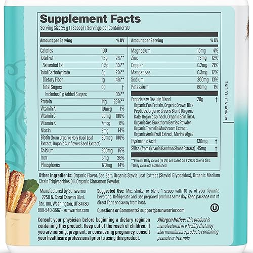 Miniatura 2 de Proteína de colágeno vegano en polvo para mujeres, polvo de colágeno a base de plantas de sílice, sabor churro con vitaminas veganas