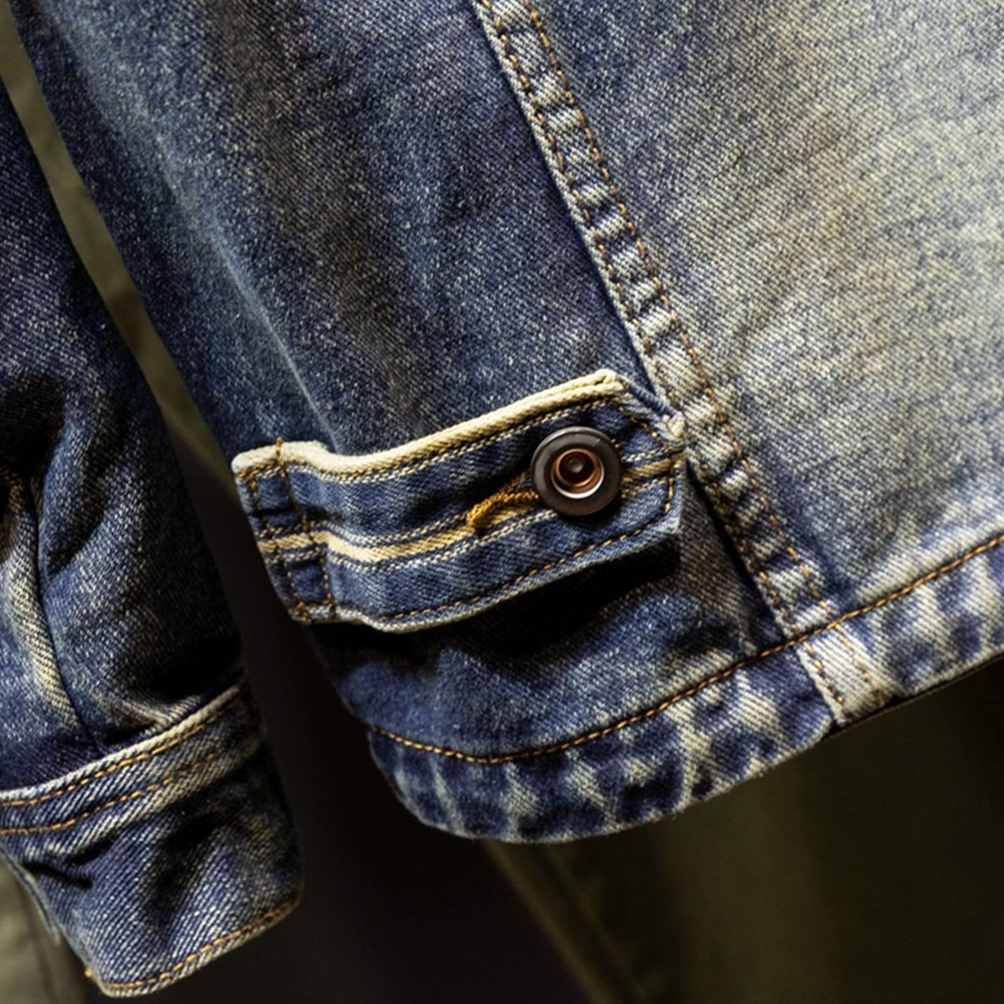 Chaqueta vaquera con solapa de botones para hombre, estilo vintage, elegante, holgada, casual, materiales cómodos, ropa de abrigo para camionero