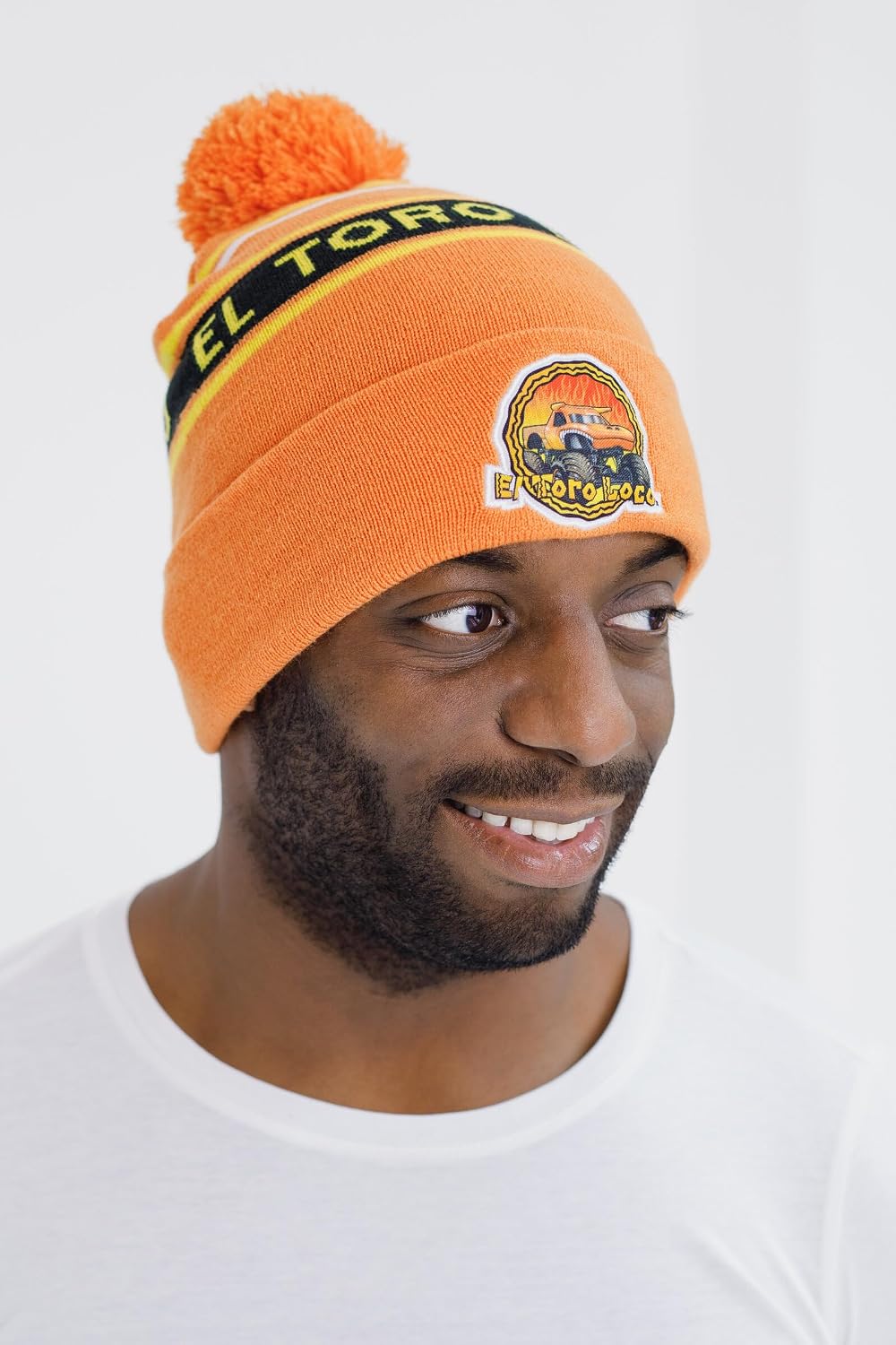 Monster Jam El Toro Loco Mens Beanie Winter Hat Orange/Yellow OS Adult