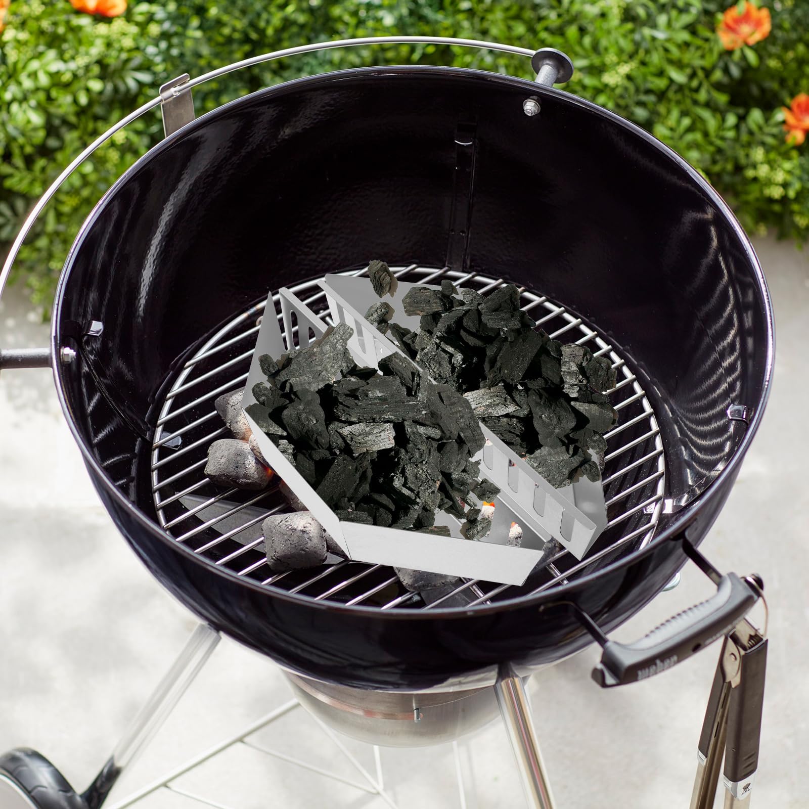 2 cestas de carbón vegetal para barbacoa, soportes de acero para briquetas de carbón para barbacoa, soporte de combustible, cestas resistentes al calor, soportes de combustible de carbón para parrilla