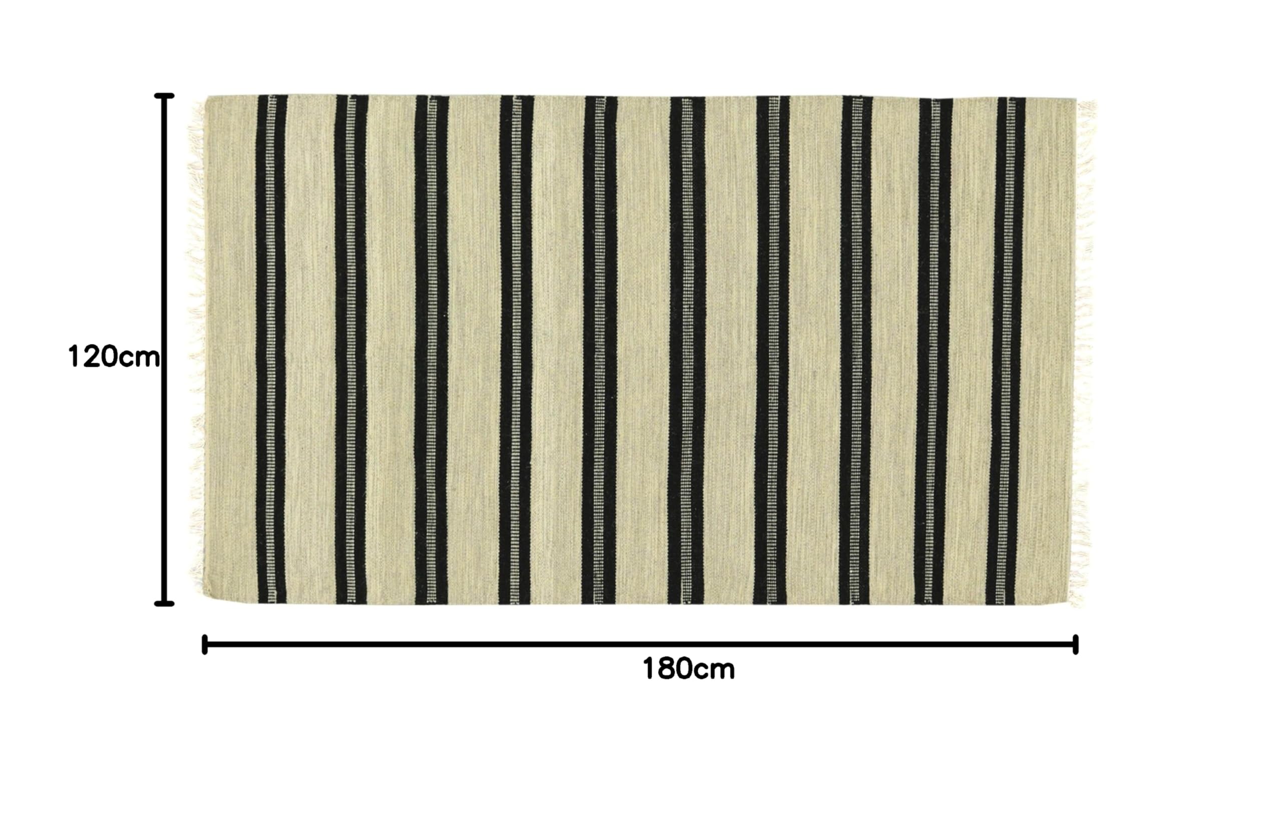 Kelim 180 x 120 Tapis tissé à la main 120 x 180 cm Beige rayé Fait main 10