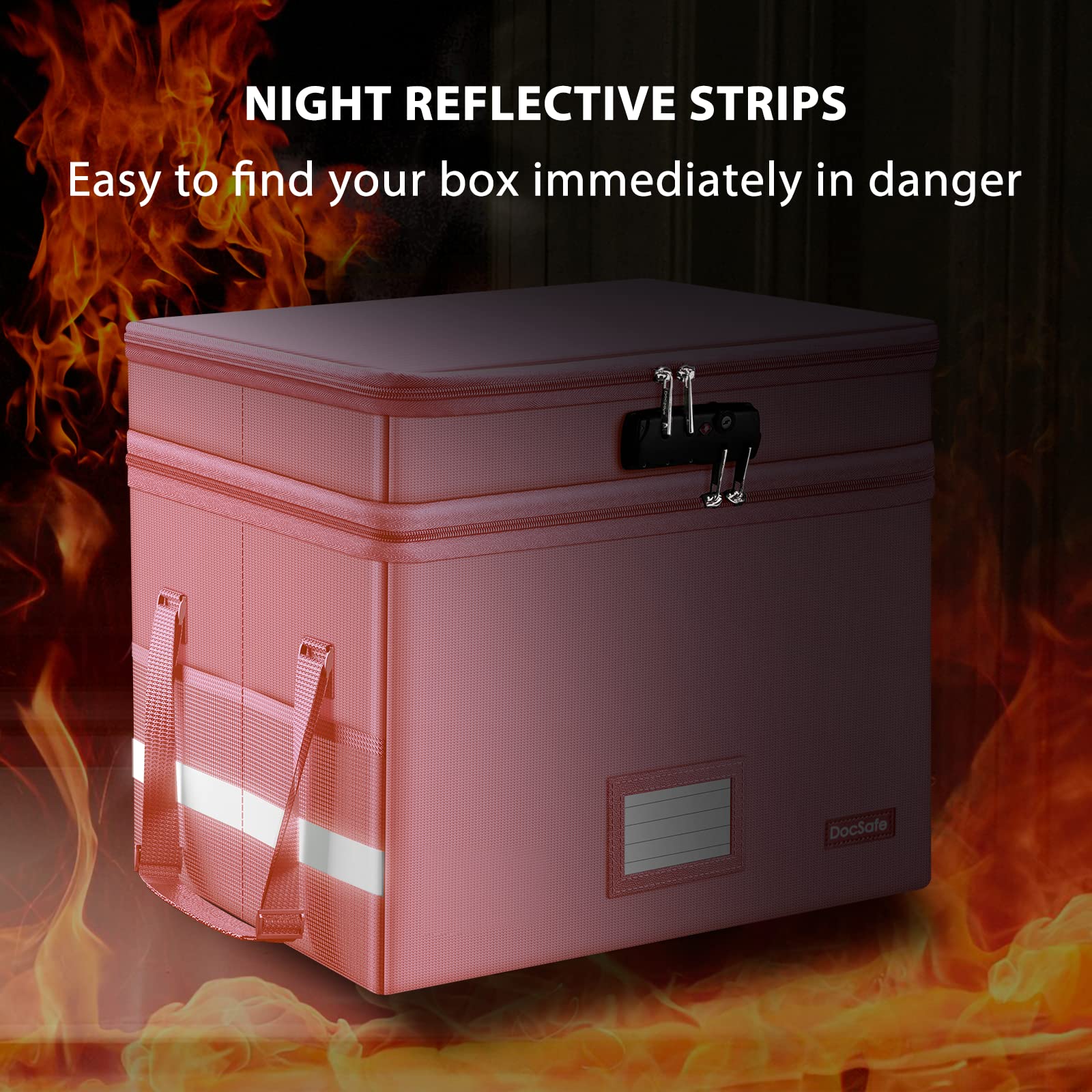 DocSafe Aktenbox mit Schloss, mehrlagige, feuerfeste Dokumentenbox, faltbarer Aktenordner mit Taschen/Griff, zum Aufhängen von Briefen/legalen Größen, Rosa