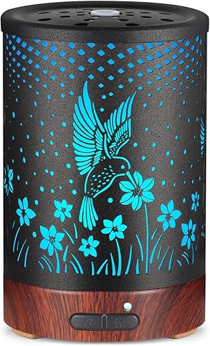 Miniatura 10 de Difusor de aceites esenciales, difusor de aromaterapia, cumpleaños para mujeres, mamá, abuela, humidificador de niebla fría de metal con luces de 7