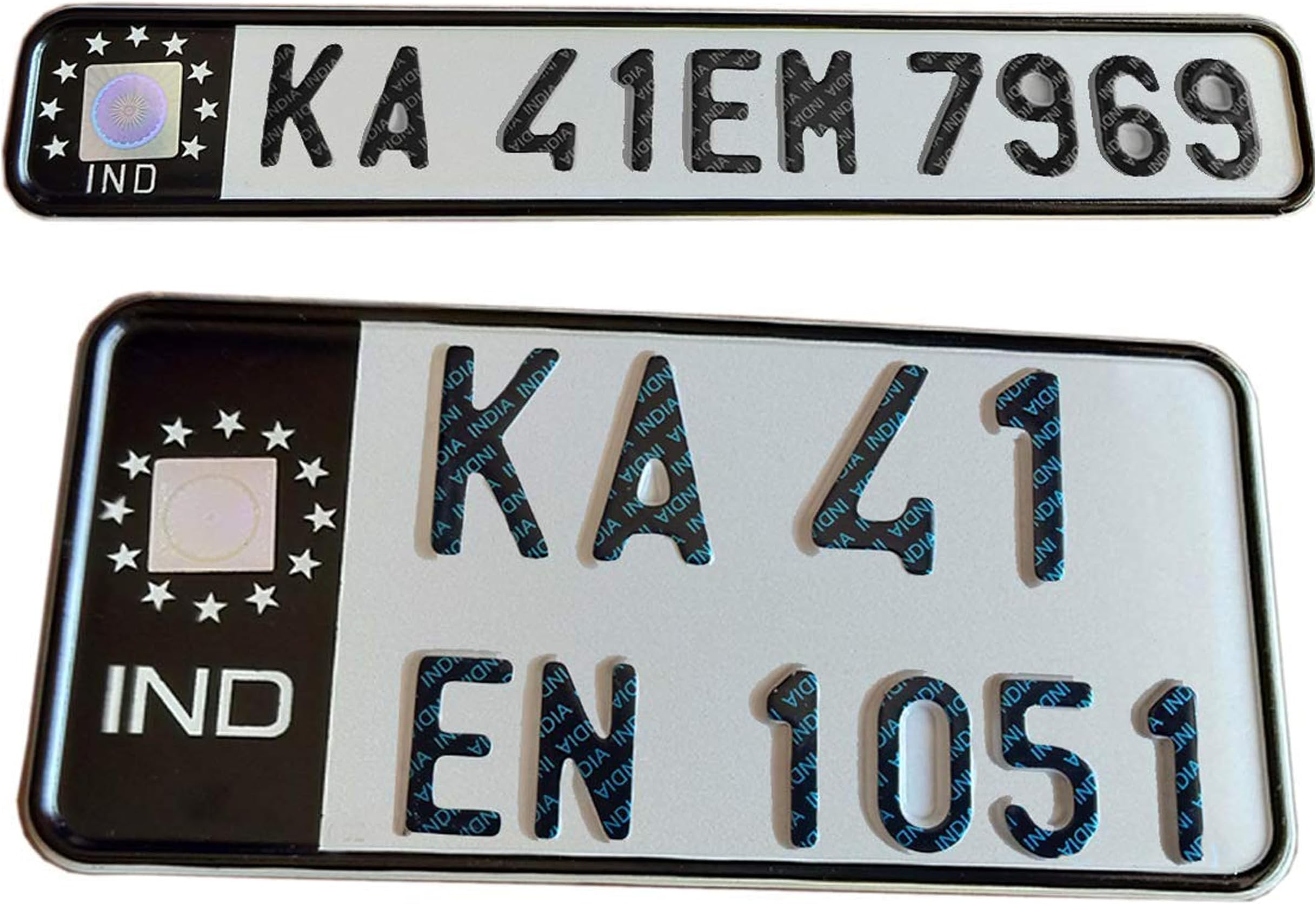 Innovqaraj Embossed Ind Number Plate for Bike| Fancy Black| No Bar or Serial Code| for Old Vehicle Only